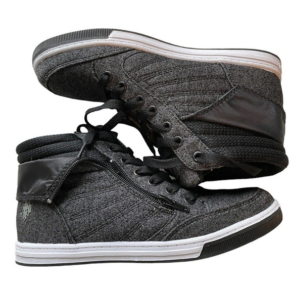 US POLO ASSN SNEAKERS HIGH TOPS SHOES RUBBER SOLE MILA4 ZIP LACE UP SZ 6 - Picture 1 of 11